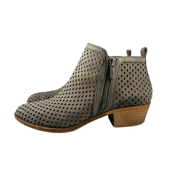 Lucky Brand Womens Basel 3 Gray Leather Stacked Heel Ankle Booties Size 8 M - Picture 1 of 11